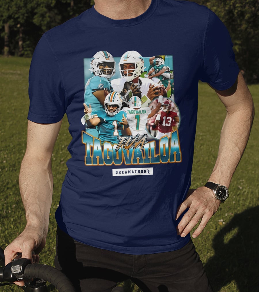 Dreamathon Tua Tagovailoa Collage Football Action T-Shirt
