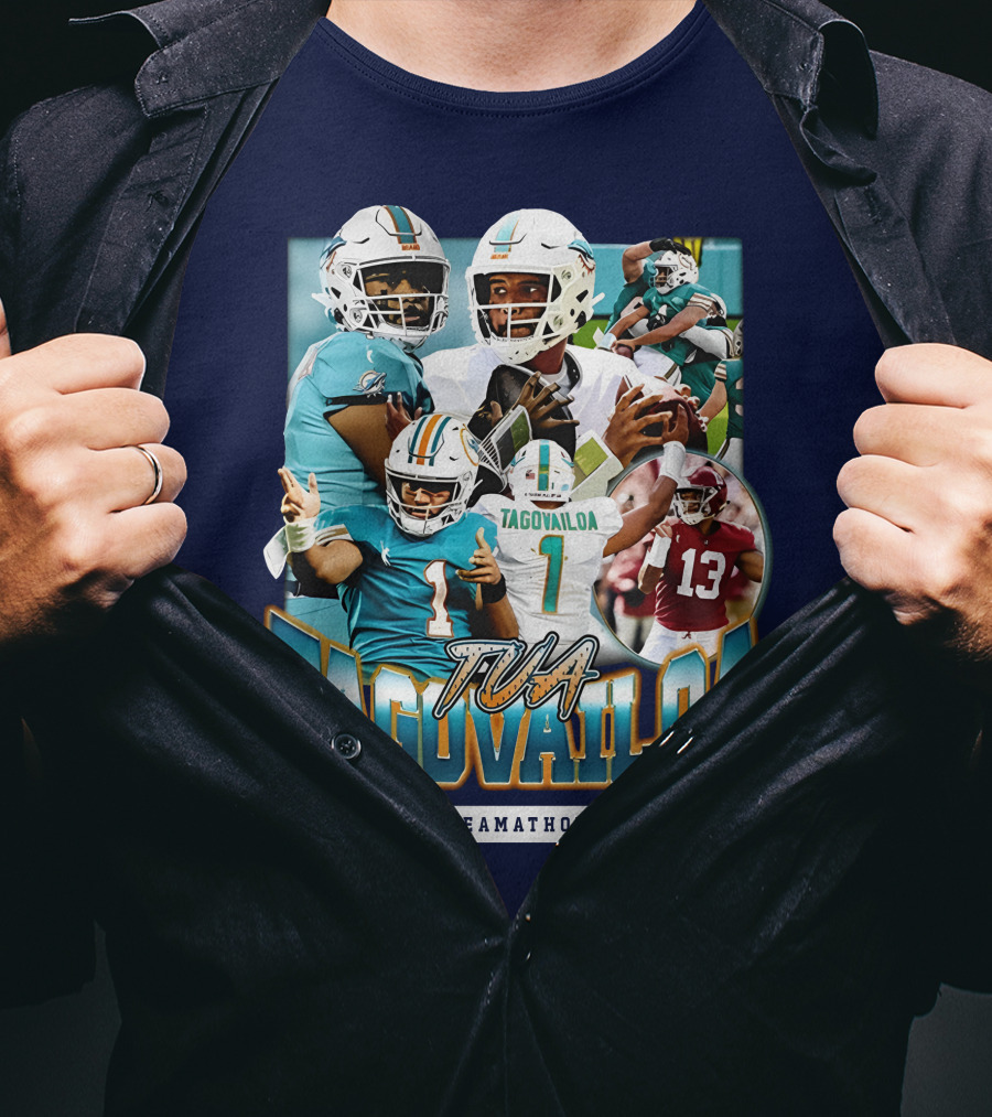 Dreamathon Tua Tagovailoa Collage Football Action T-Shirt
