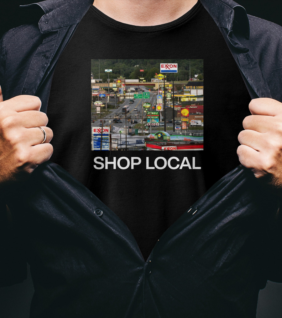 Breezewood Pennsylvania Shop Local Exxon Shell Highway Signs T-Shirt