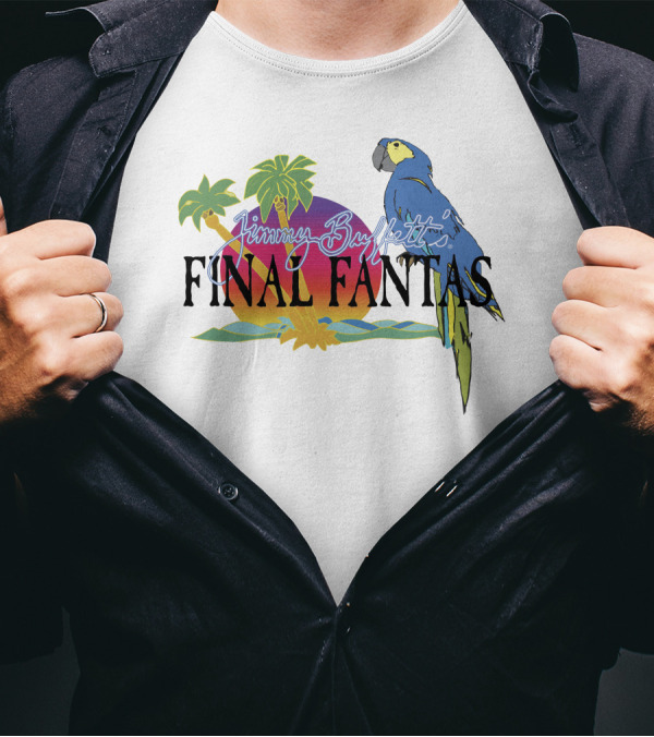 Jimmy Buffett Final Fantasy Tropical Parrot And Palm Sunset T-Shirt