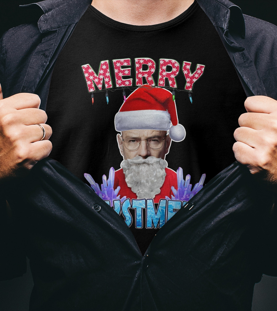 Merry Crystmeth Santa With Breaking Bad Inspired Elements T-Shirt