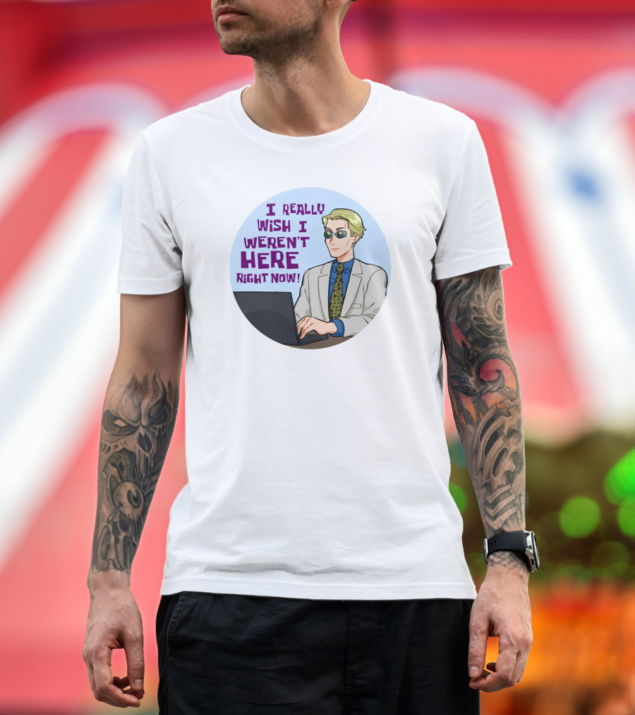 I Really Wish I Weren't Here Right Now Jujutsu Character with Sunglasses T-Shirt