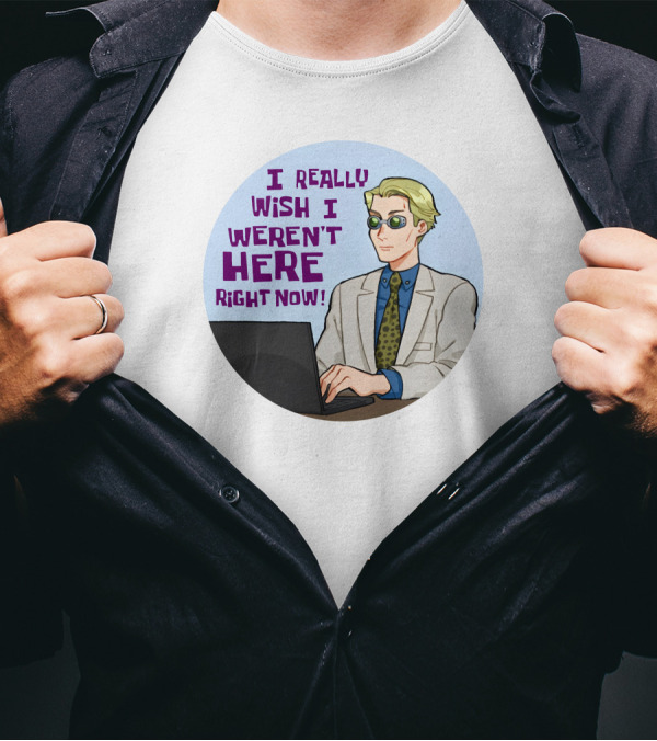 I Really Wish I Weren't Here Right Now Jujutsu Character With Sunglasses T-Shirt
