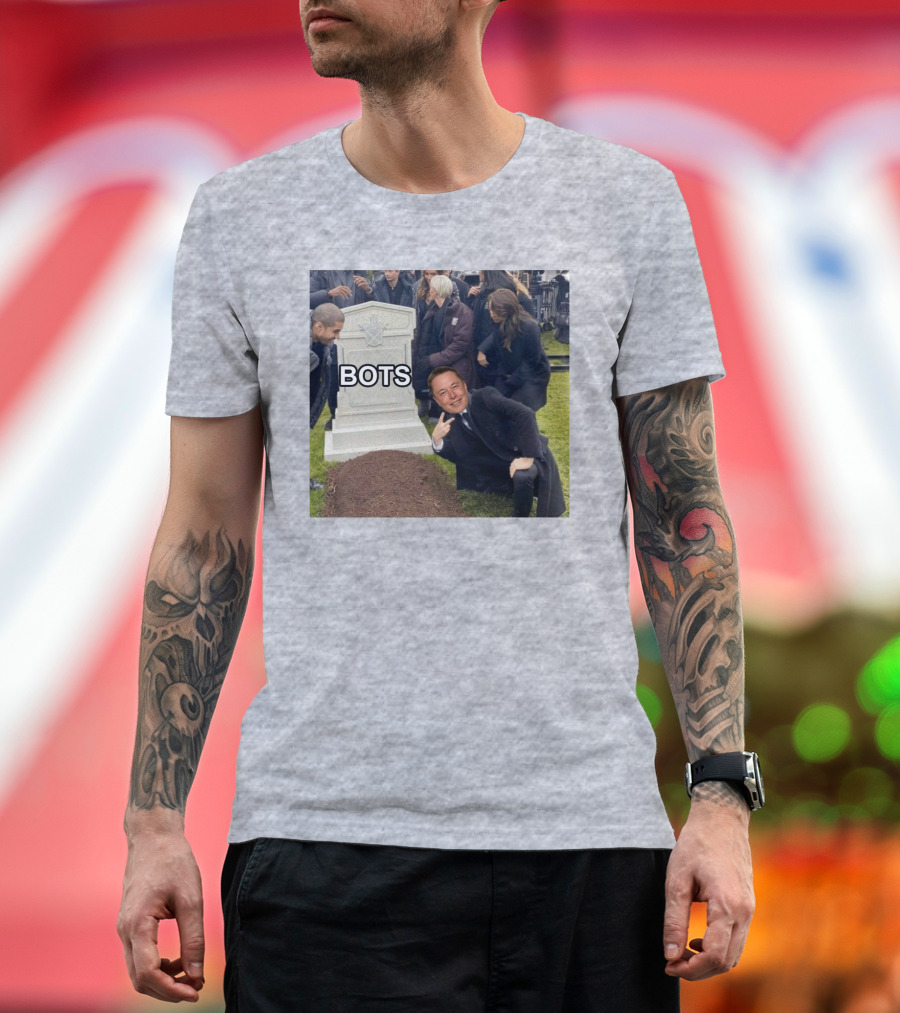 Elon Musk Bots Meme Graveyard Scene T-Shirt