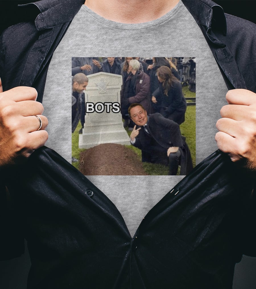 Elon Musk Bots Meme Graveyard Scene T-Shirt
