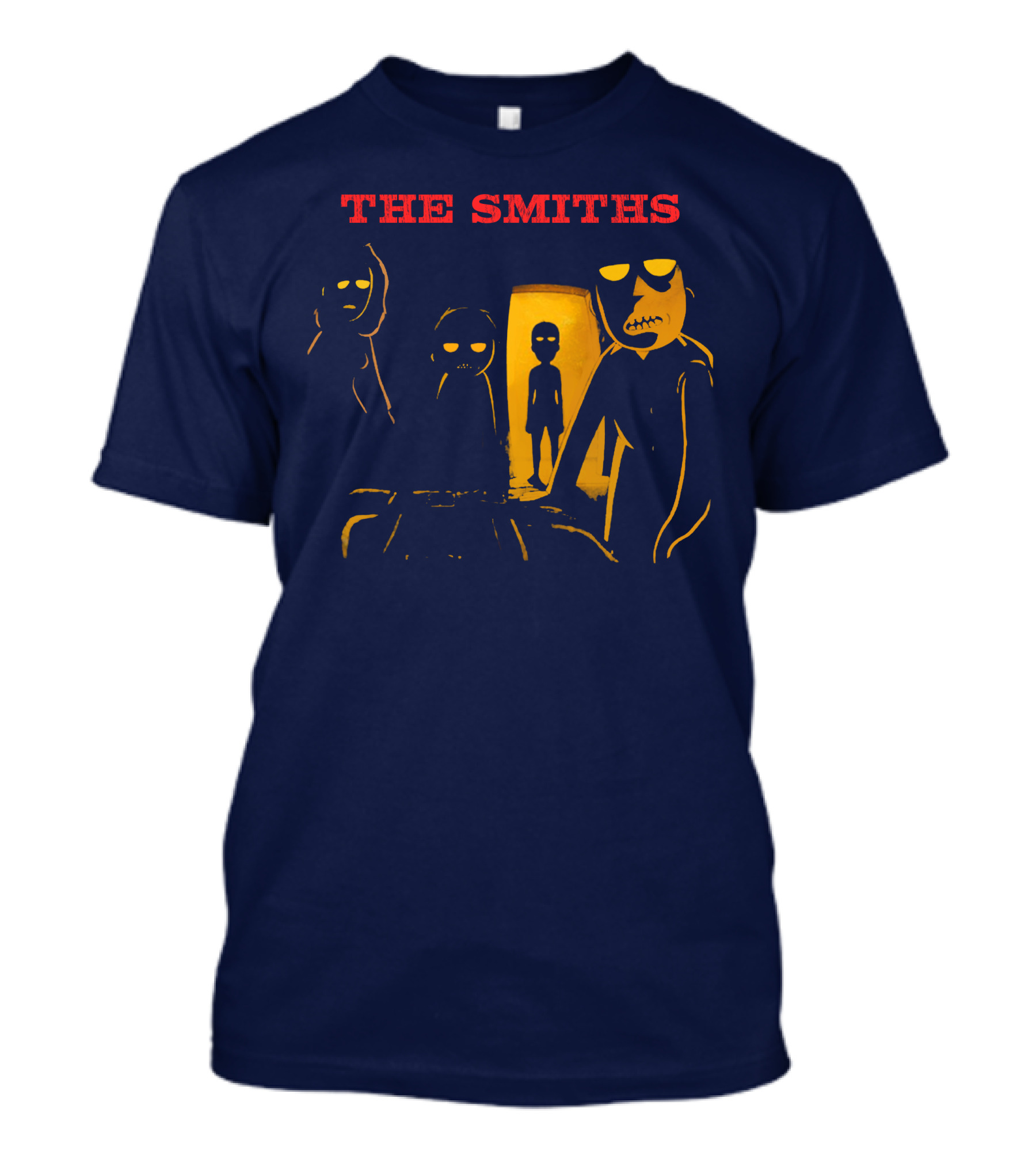 THE SMITHS Yellow Characters In Darkened Room With Doorway Light T-Shirt