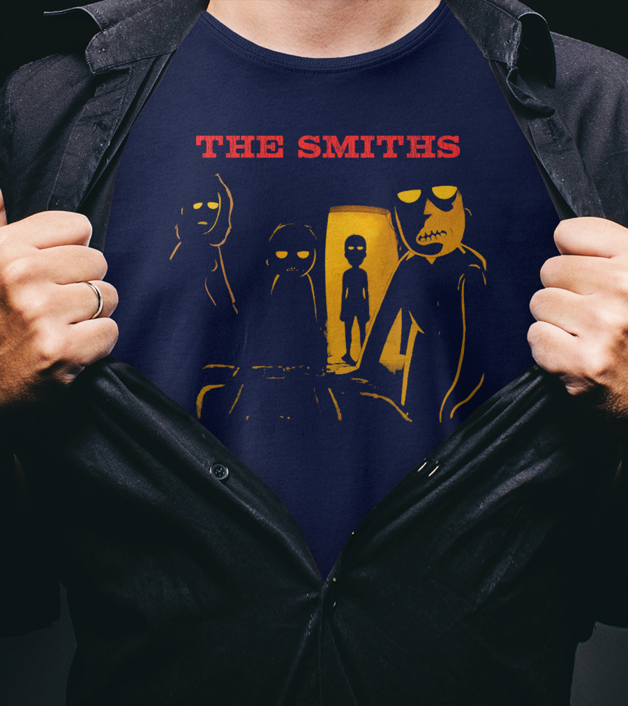 THE SMITHS Yellow Characters In Darkened Room With Doorway Light T-Shirt