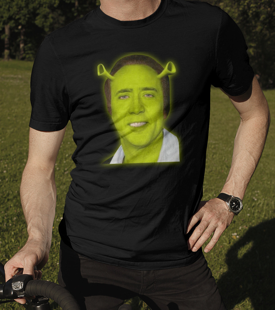 Shrekolas Cage Meme Mashup Face Fusion Character Elements T-Shirt