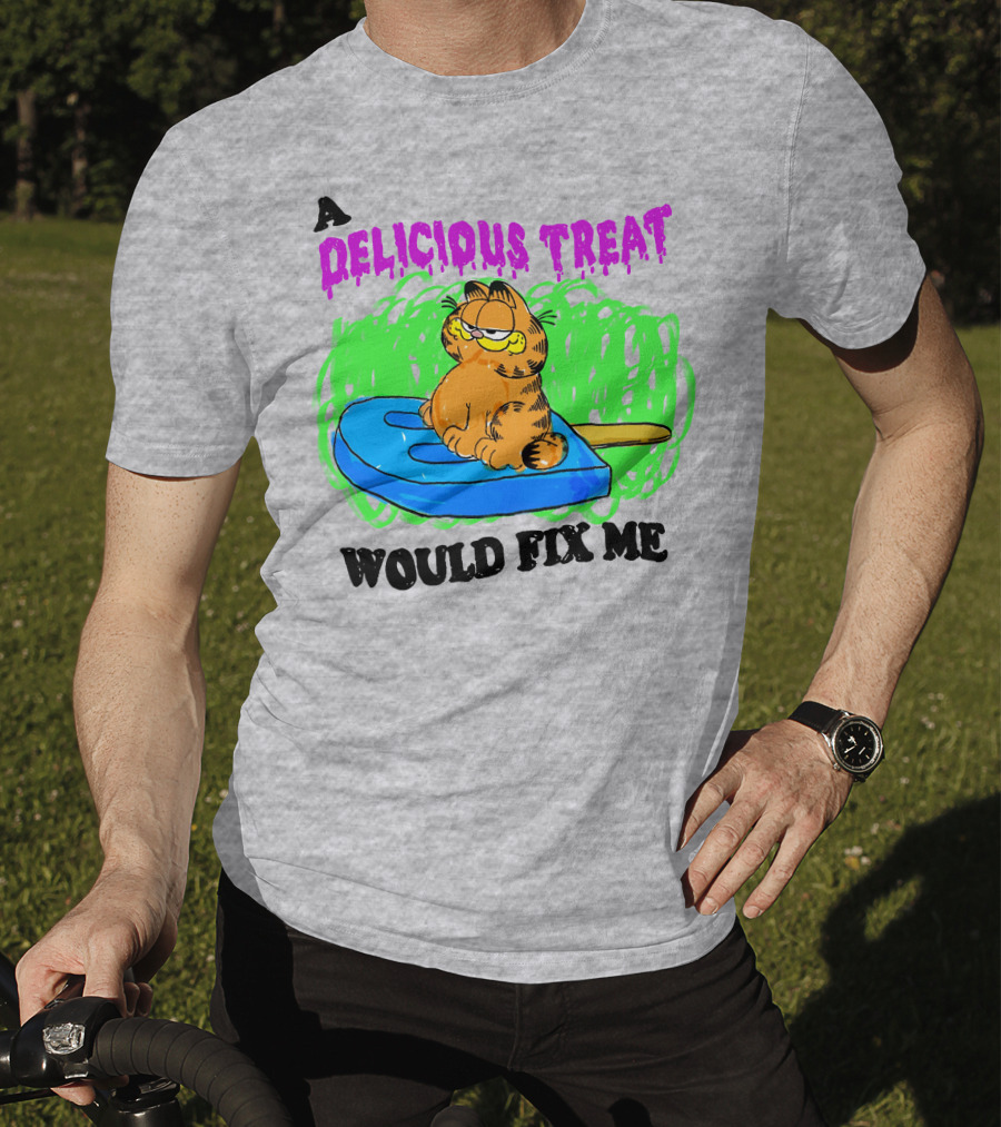 Garfield A Delicious Treat Would Fix Me Popsicle T-Shirt
