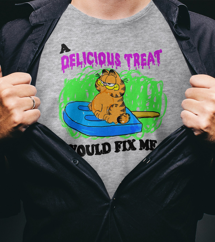 Garfield A Delicious Treat Would Fix Me Popsicle T-Shirt