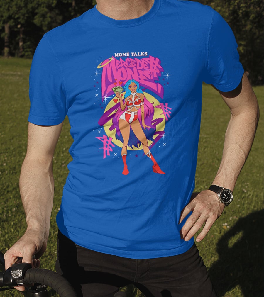 Moné Talks Vibrant Mercedes Moné Character With Angelic Halo And Cash Fan T-Shirt