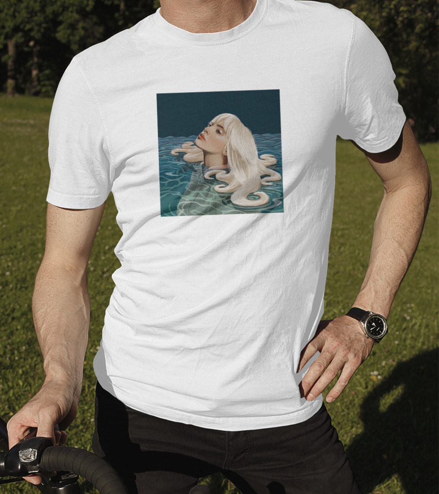 Resurface Feminine Profile Emerging From Water With Flowing Hair T-Shirt