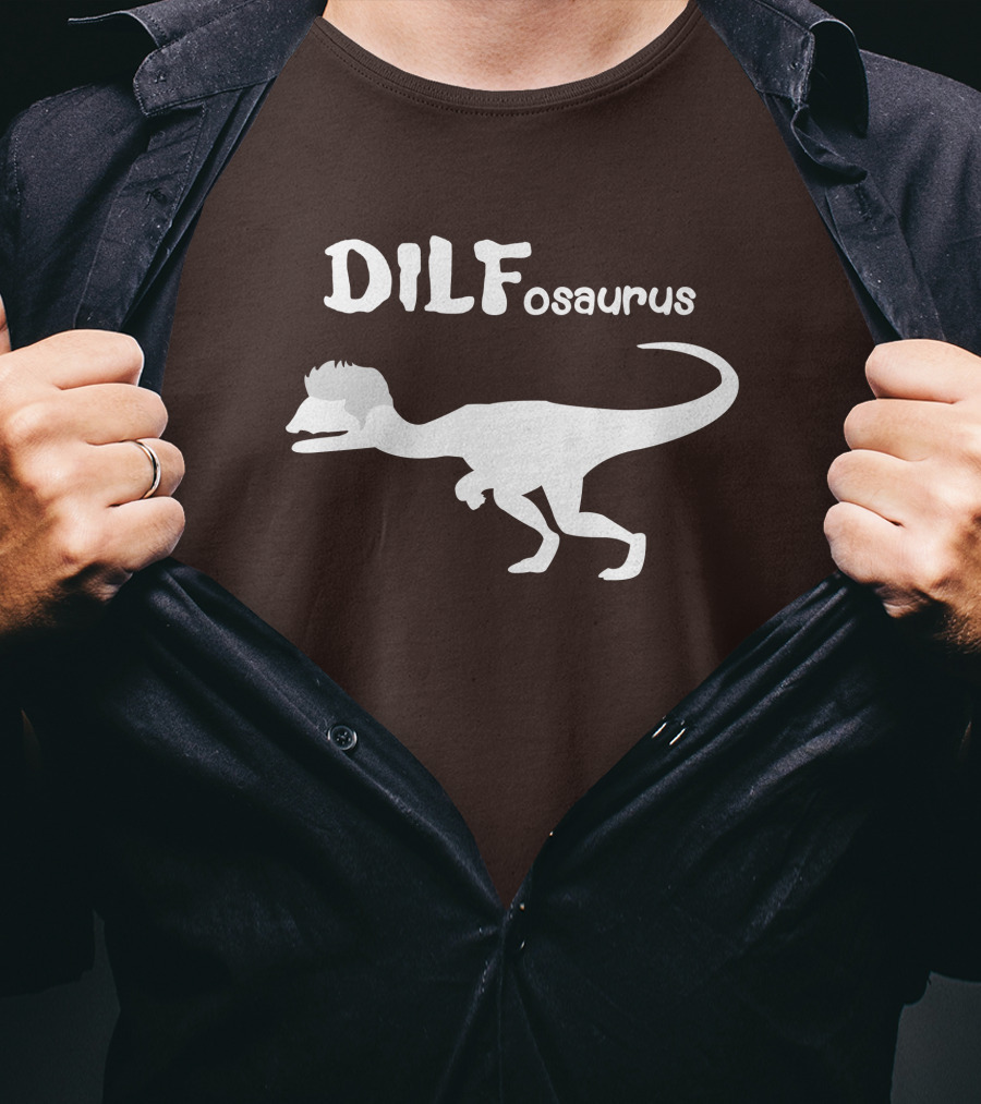 DILFosaurus Dinosaur Silhouette With Hairstyle T-Shirt