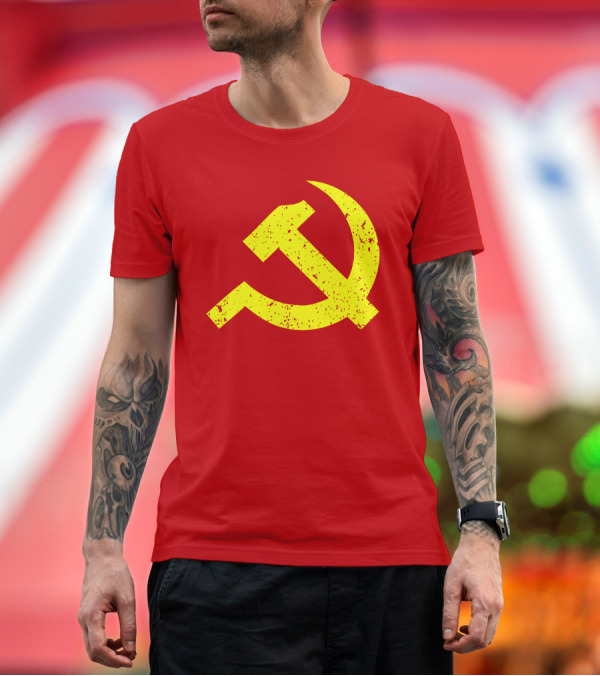 Premium T-Shirt: Aaron Spacethug Hammer and Sickle Communist Party Flag T-Shirt Aaron Spacethug Hammer and Sickle Communist Party Flag T-Shirt