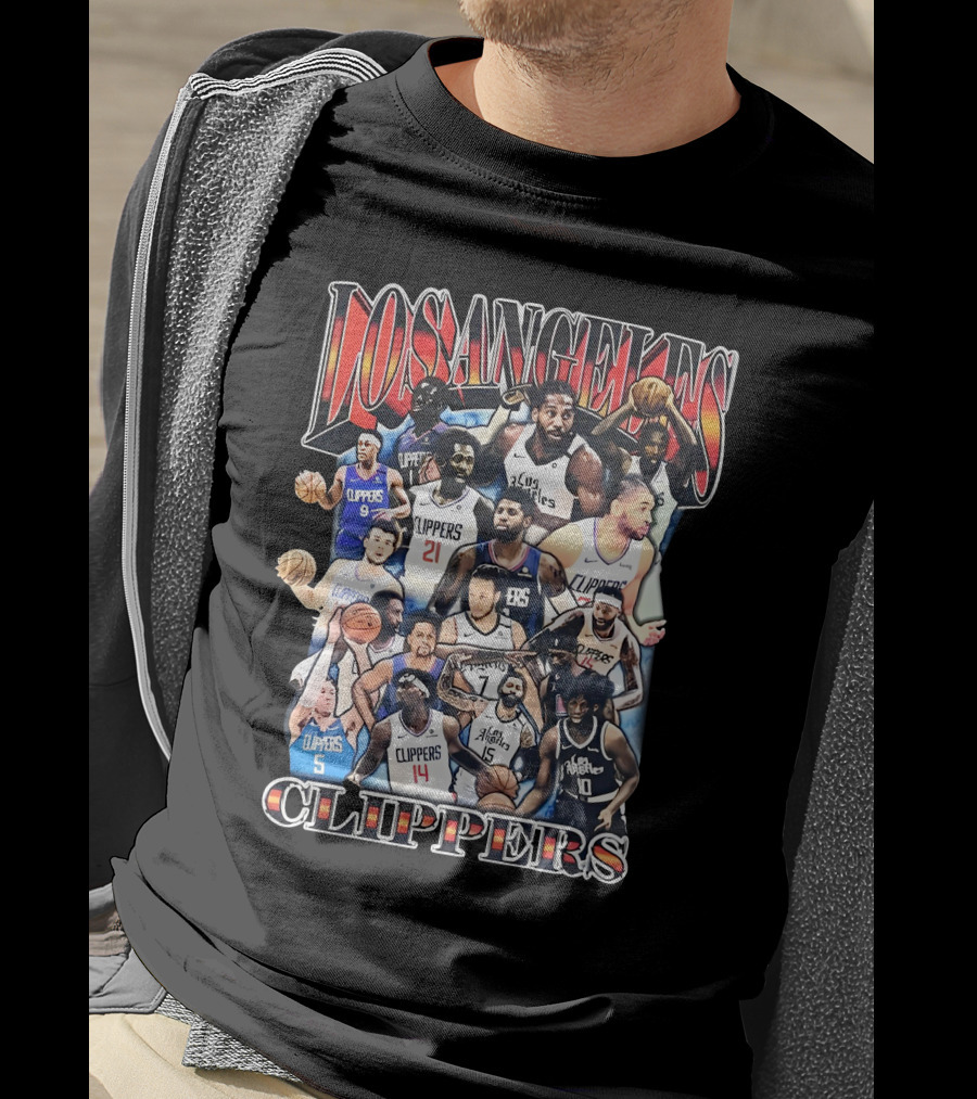 Los Angeles Clippers Basketball Players Collage With Team Name T-Shirt