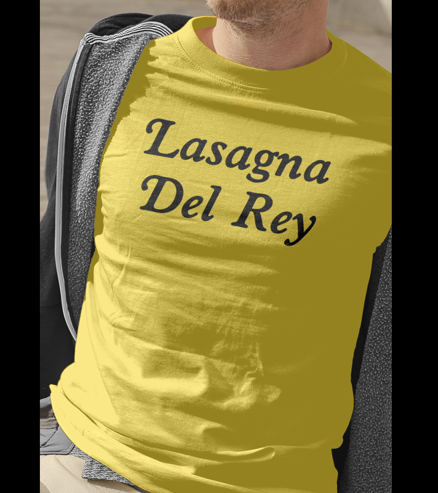 Lasagna Del Rey Whotfisjovana Bold Black Text T-Shirt