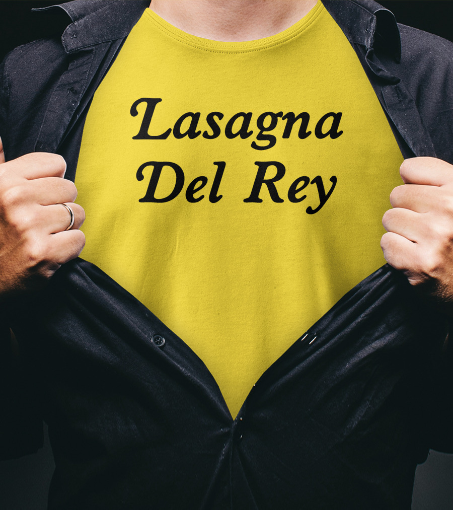 Lasagna Del Rey Whotfisjovana Bold Black Text T-Shirt