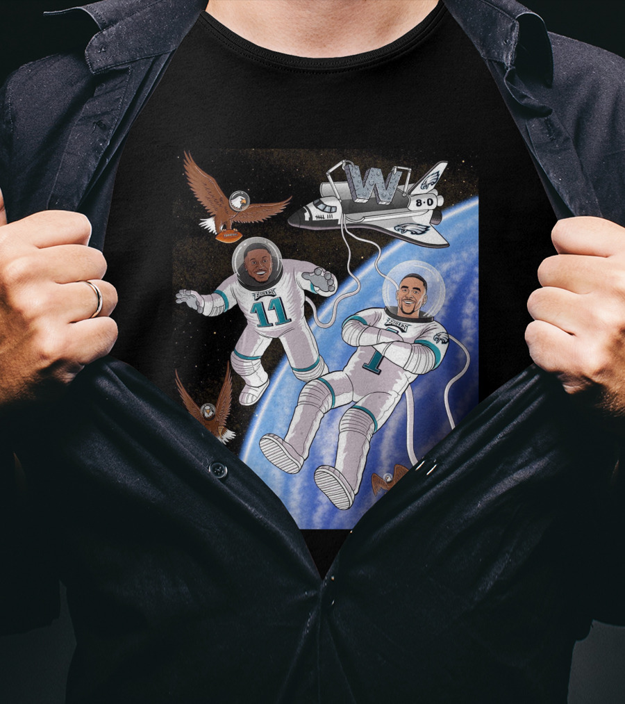 W 8-0 Astronauts With Eagles Flying High Baby TNF T-Shirt