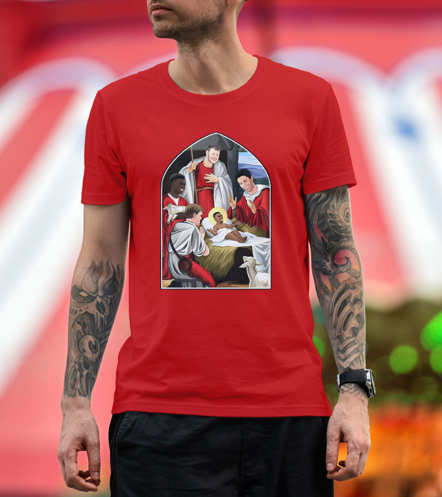 Adults Jesus and Saka Gunners Christmas Nativity Football Jumper T-Shirt