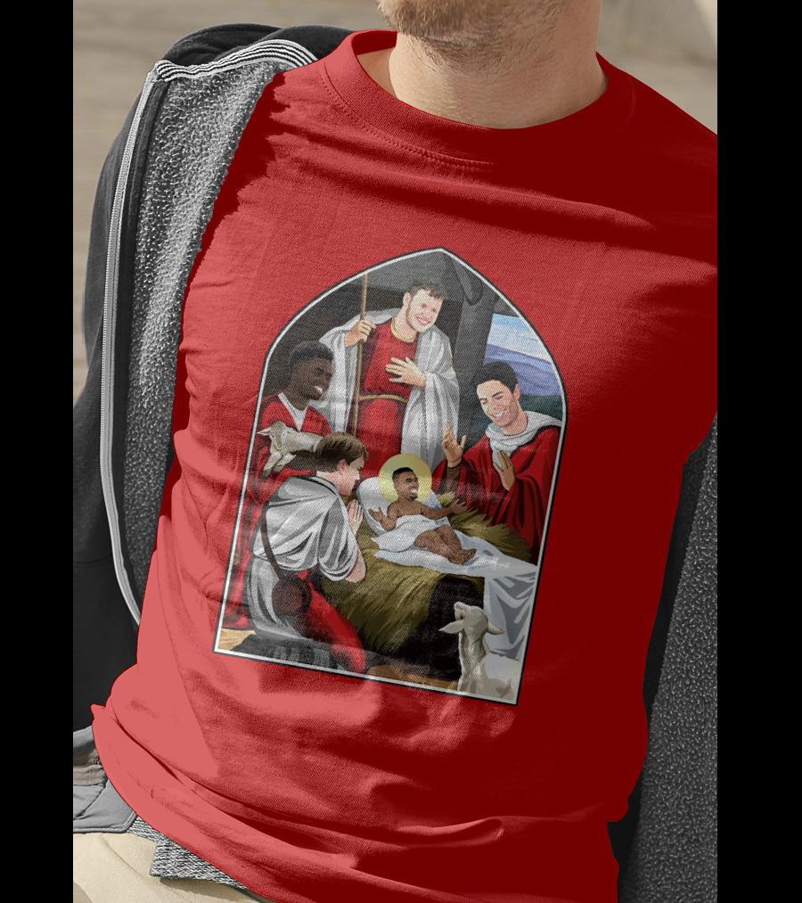 Victoriamscott Adults Jesus Saka Nativity Gunners Christmas Jumper T-Shirt