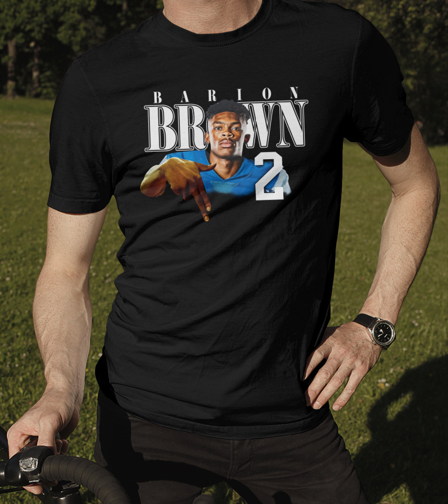 Barion Brown L’S Down Football Number 2 T-Shirt