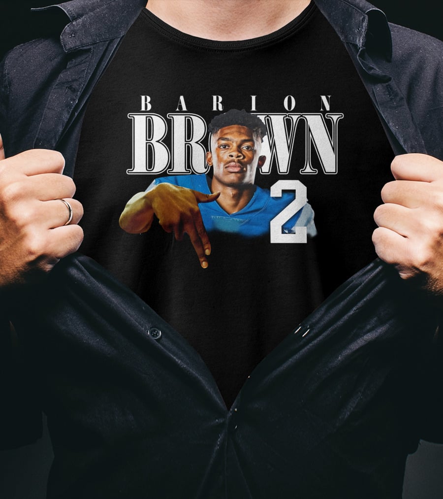 Barion Brown L’S Down Football Number 2 T-Shirt