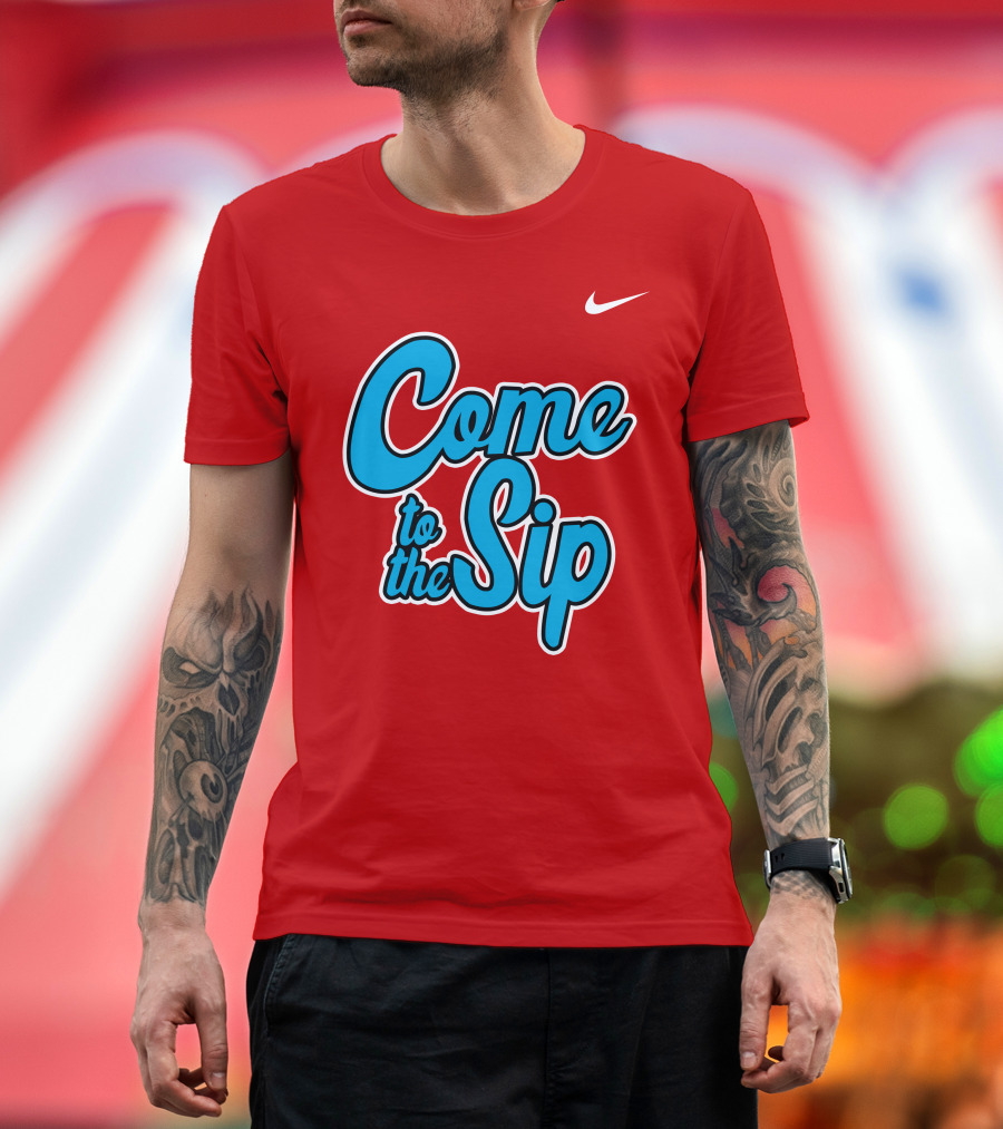 Kelvin Bolden Come to the Sip Red and Blue Script T-Shirt