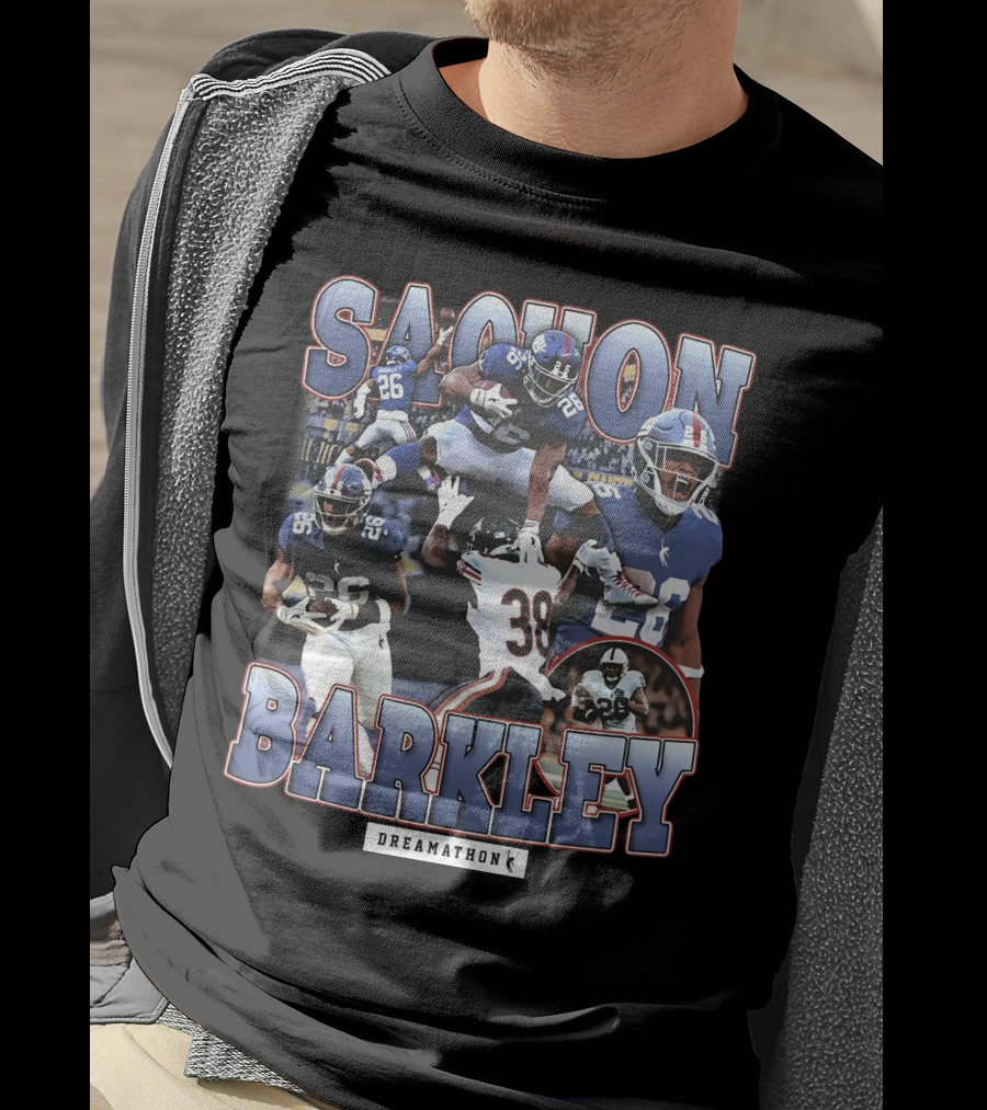 Sterling Shepard Wearing Saquon Barkley Dreamathon NFL Giants Football Collage T-Shirt