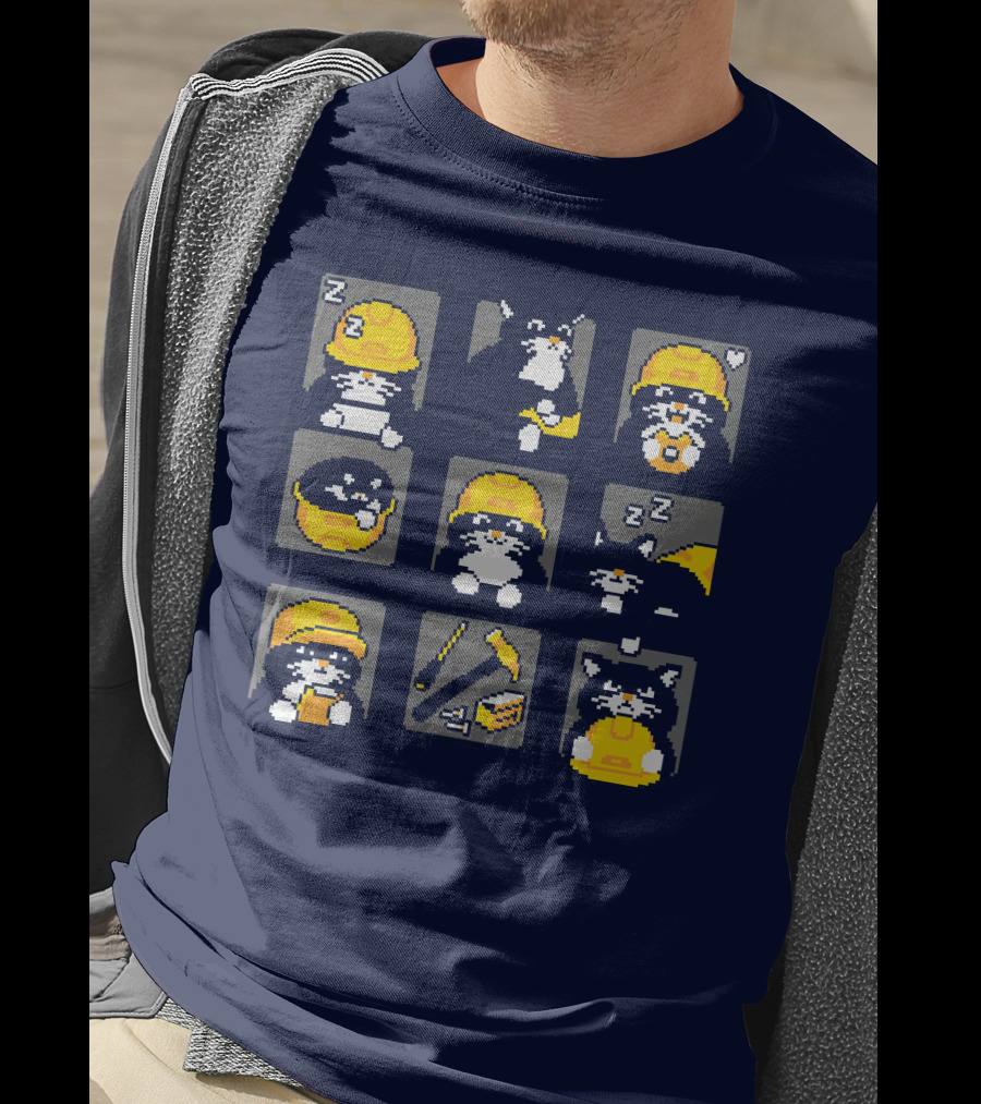 Rawpaw Ink Store Cats With Jobs Construction Workers Icons T-Shirt