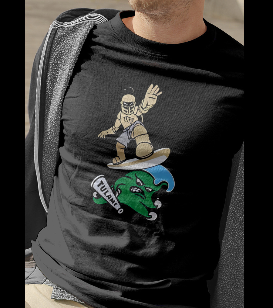UCF Knight Surfing Tulane Green Wave Athletic Rivalry T-Shirt