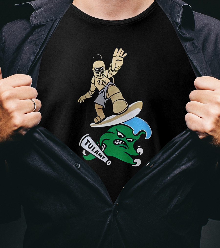 UCF Knight Surfing Tulane Green Wave Athletic Rivalry T-Shirt
