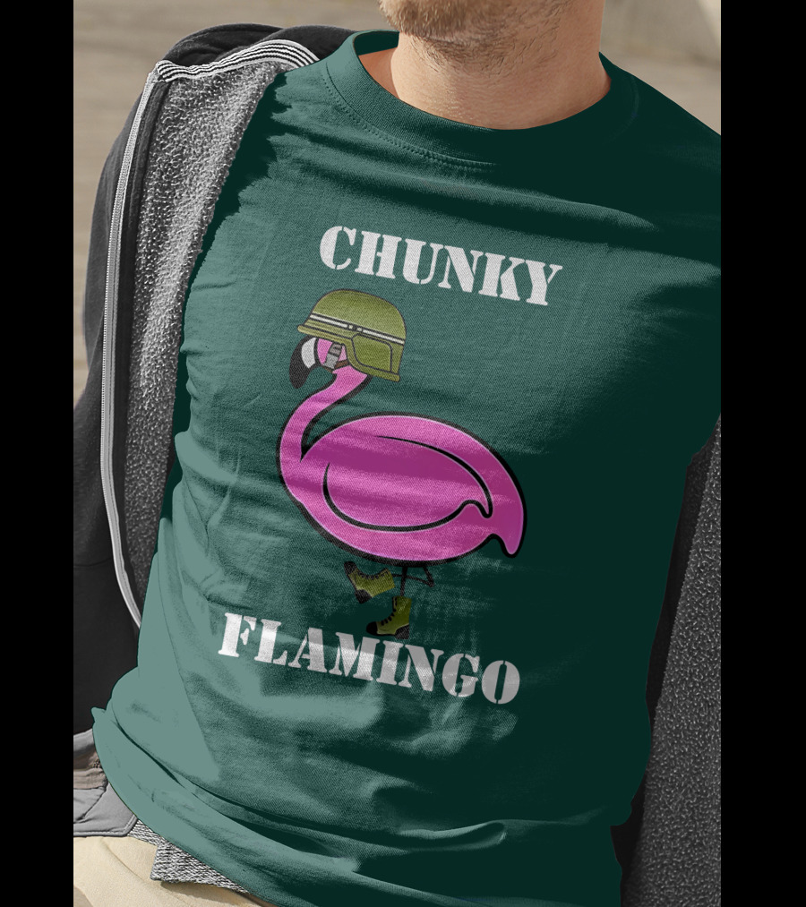 Chunky Flamingo Military Gymlifeanimal Boots Helmet T-Shirt