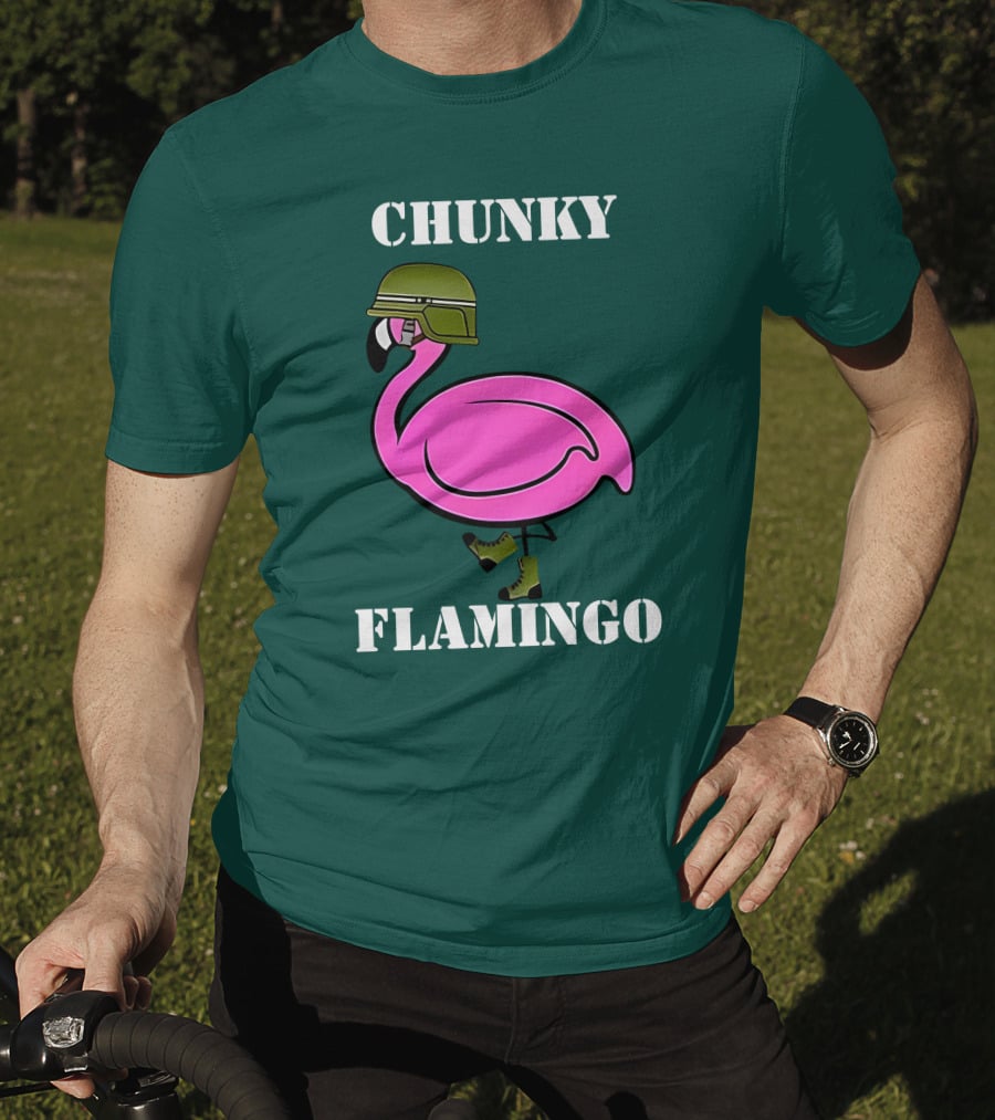 Chunky Flamingo Military Gymlifeanimal Boots Helmet T-Shirt
