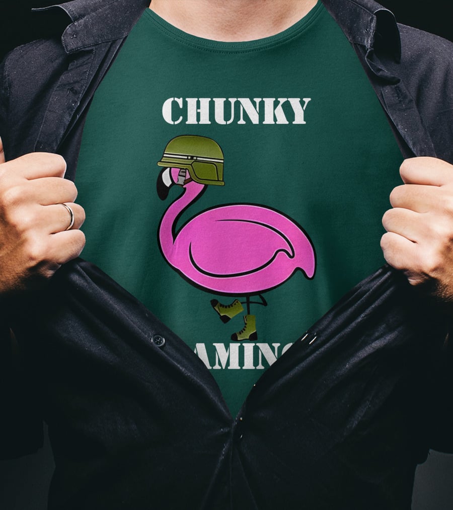 Chunky Flamingo Military Gymlifeanimal Boots Helmet T-Shirt