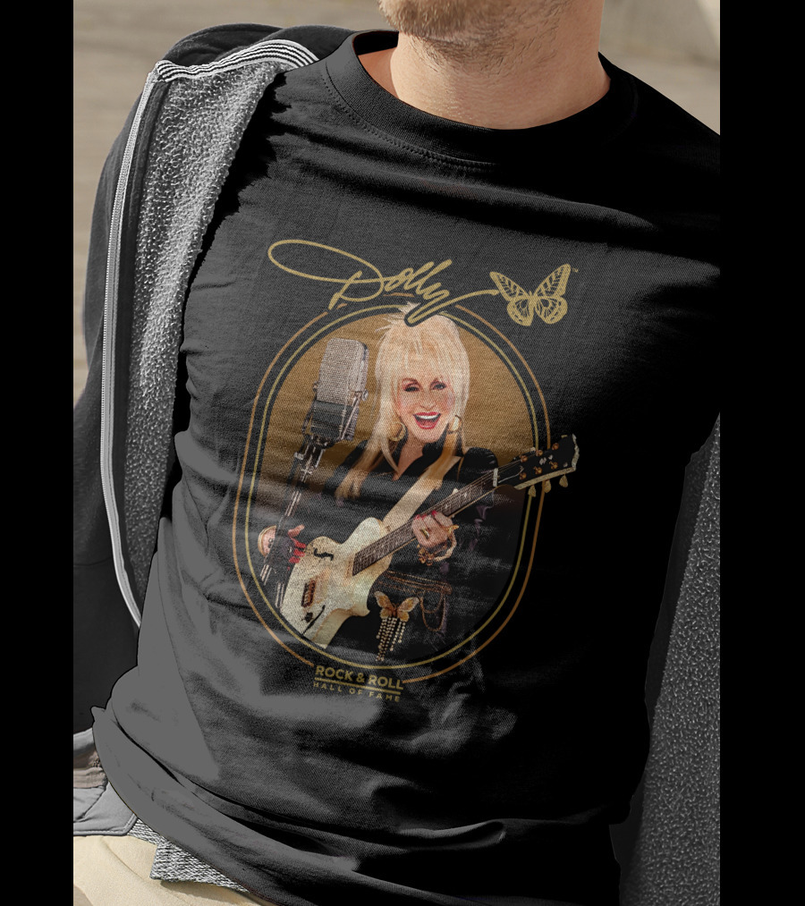 Dolly Parton Rock And Roll Hall Of Fame With Guitar And Microphone T-Shirt