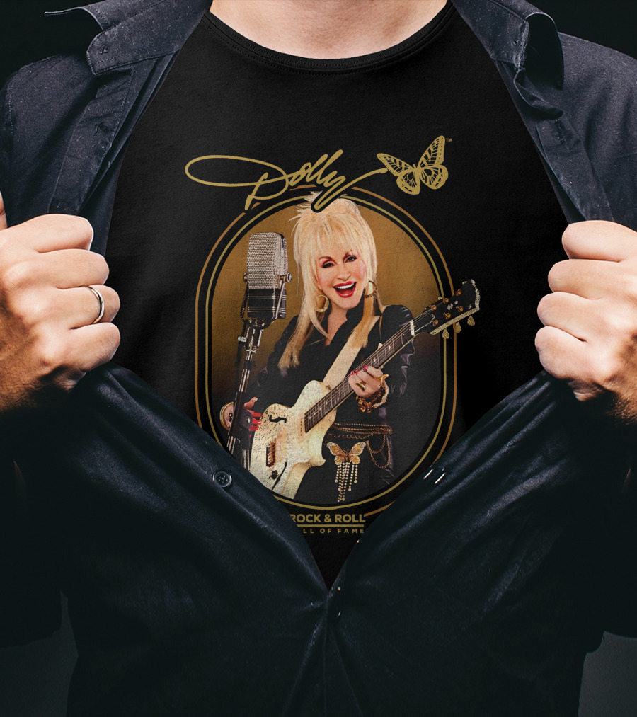 Dolly Parton Rock And Roll Hall Of Fame With Guitar And Microphone T-Shirt