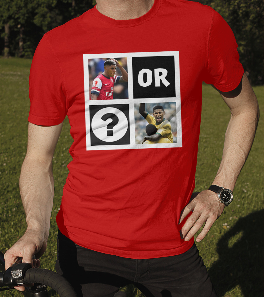 Redmancdesigns Walcott Or Pele Soccer Icons Question Mark Retro Combo T-Shirt