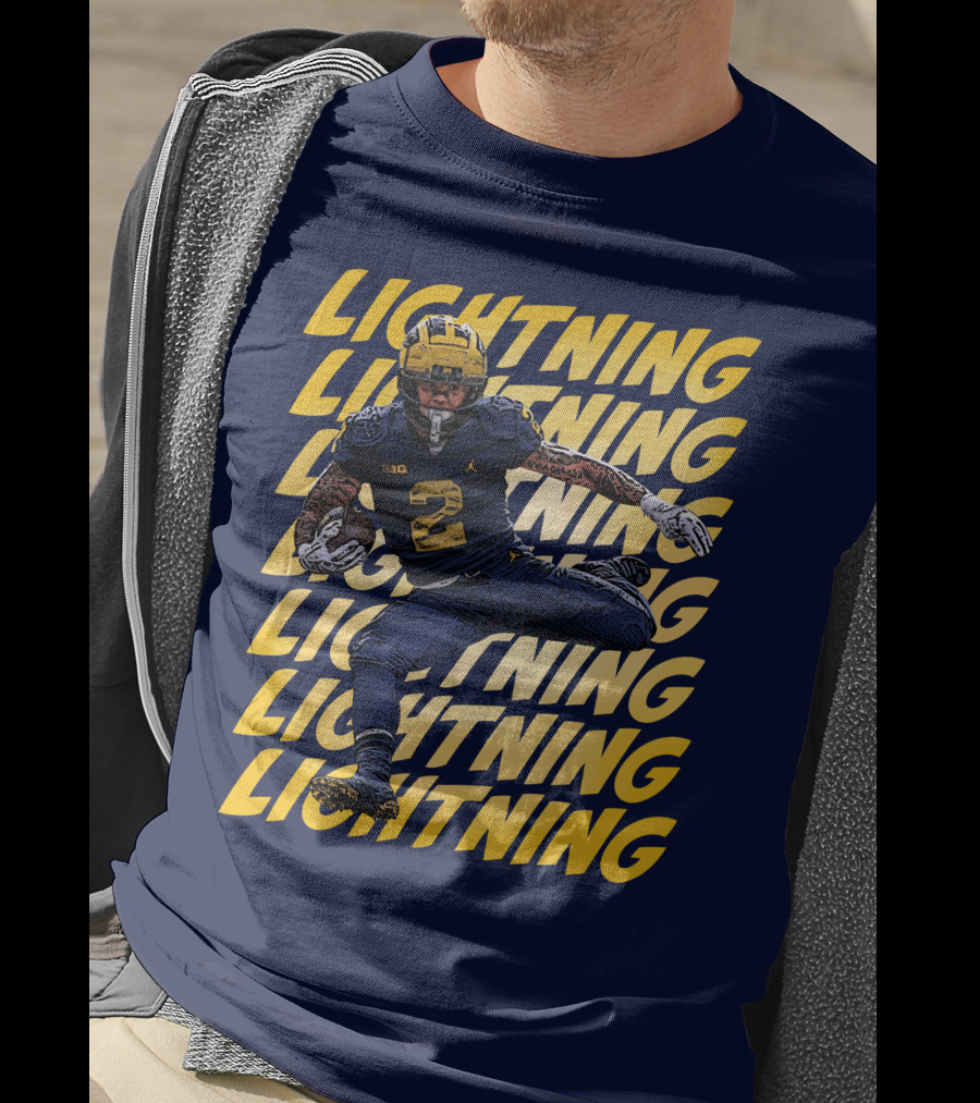 Lightning University Of Michigan Football Blake Corum Valiant Mden Merch T-Shirt