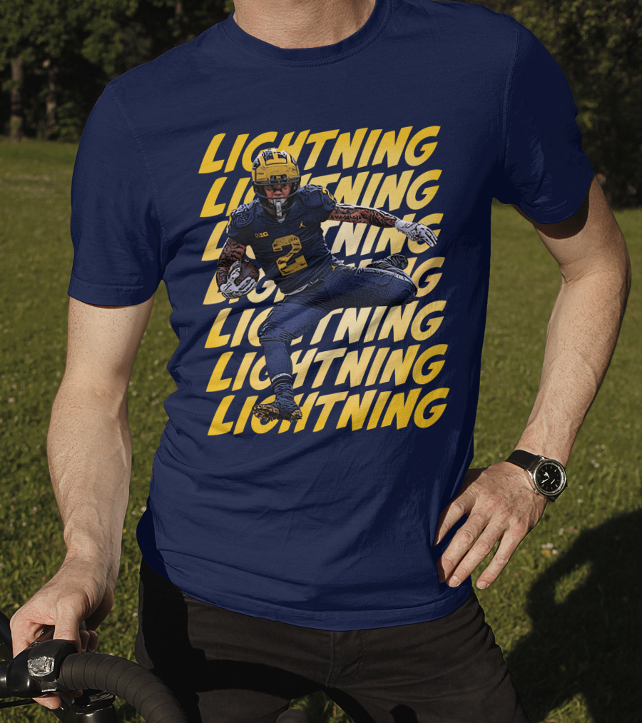 Lightning University Of Michigan Football Blake Corum Valiant Mden Merch T-Shirt
