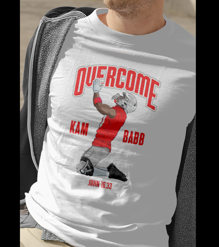 Overcome Kam Babb John 16:33 Football Kneeling Prayer Merch T-Shirt