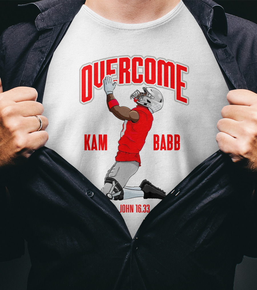 Overcome Kam Babb John 16:33 Football Kneeling Prayer Merch T-Shirt