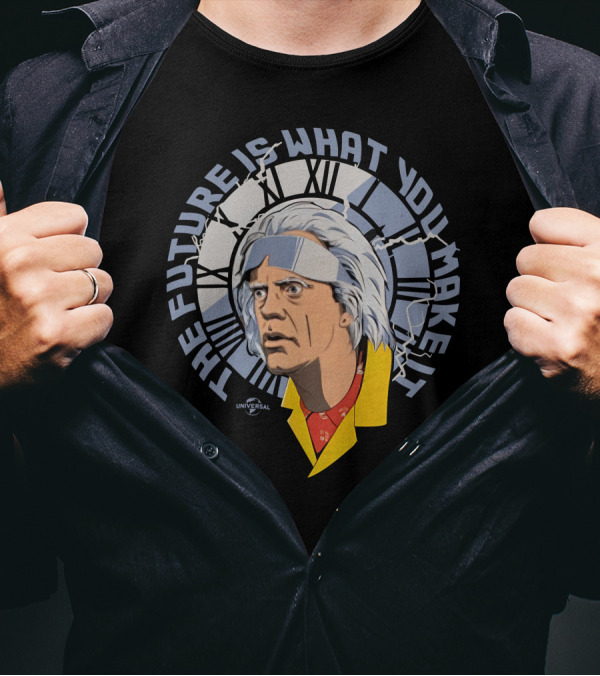 Universal Back To The Future The Future Is What You Make It Doc Brown Clock Face T-Shirt