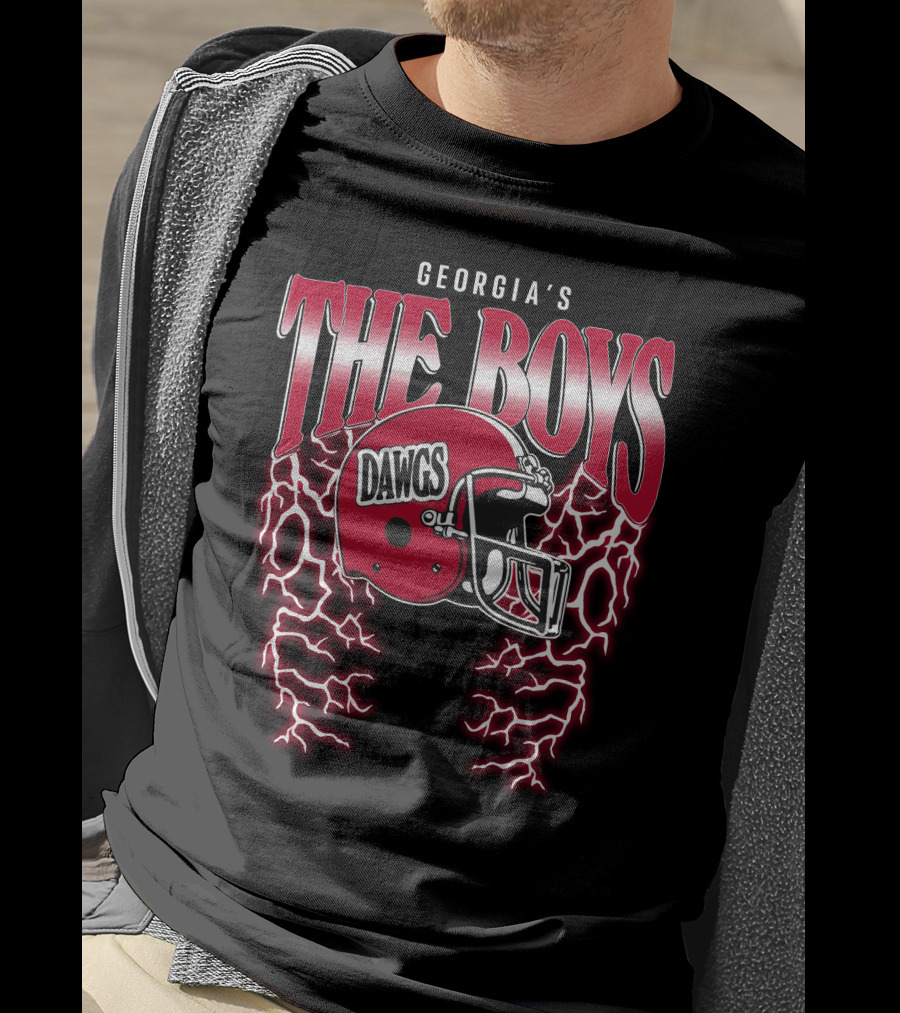 Georgia's The Boys Dawgs Helmet Lightning T-Shirt