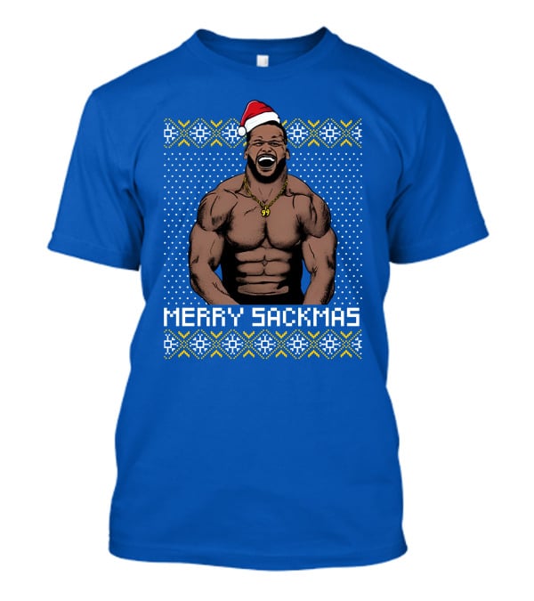 Aaron Donald Merry Sackmas Santa Hat Muscles Uglysweater T-Shirt