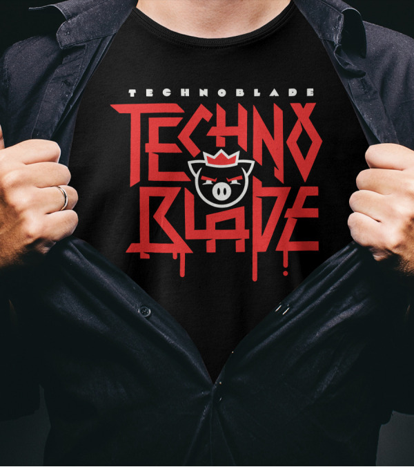 Technoblade Techno Blade Pig Crown Logo Gaming T-Shirt