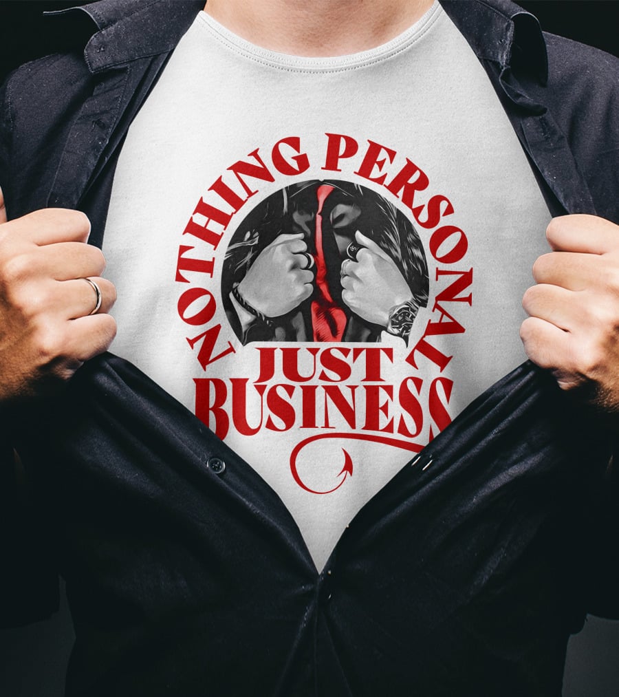 Nothing Personal Just Business Red Tie Hidden Face T-Shirt