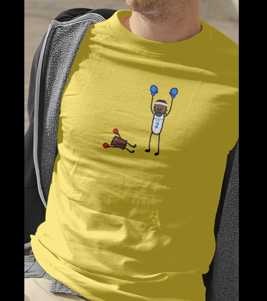 Nba Paint Sga Beat The Buzzer Stick Figures Boxing Yellow T-Shirt