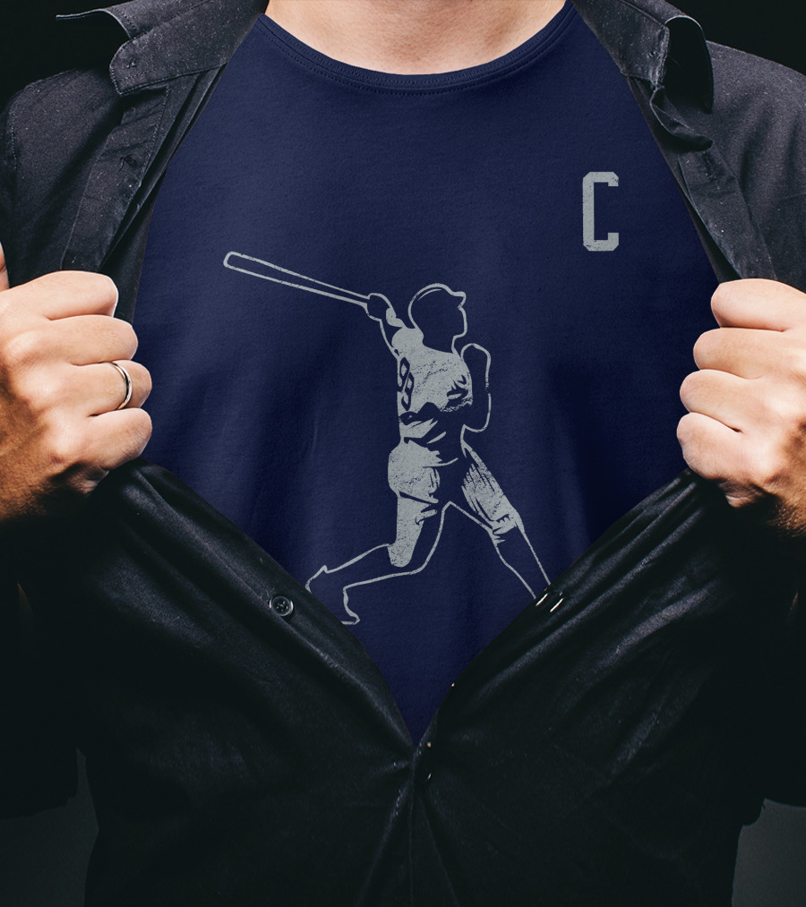 Jomboymedia Shop The C Baseball Silhouette Batter 8 Navy T-Shirt