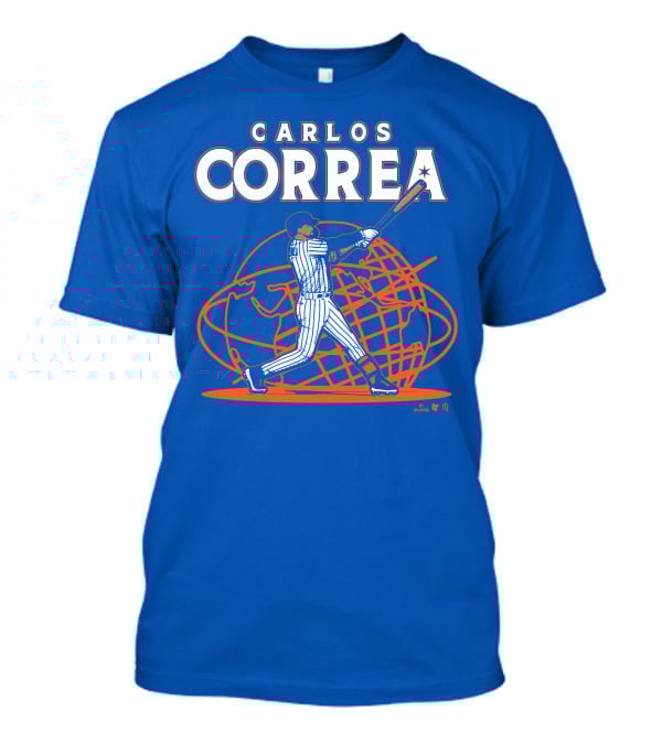 Carlos Correa Baseball Swing With Global Background T-Shirt