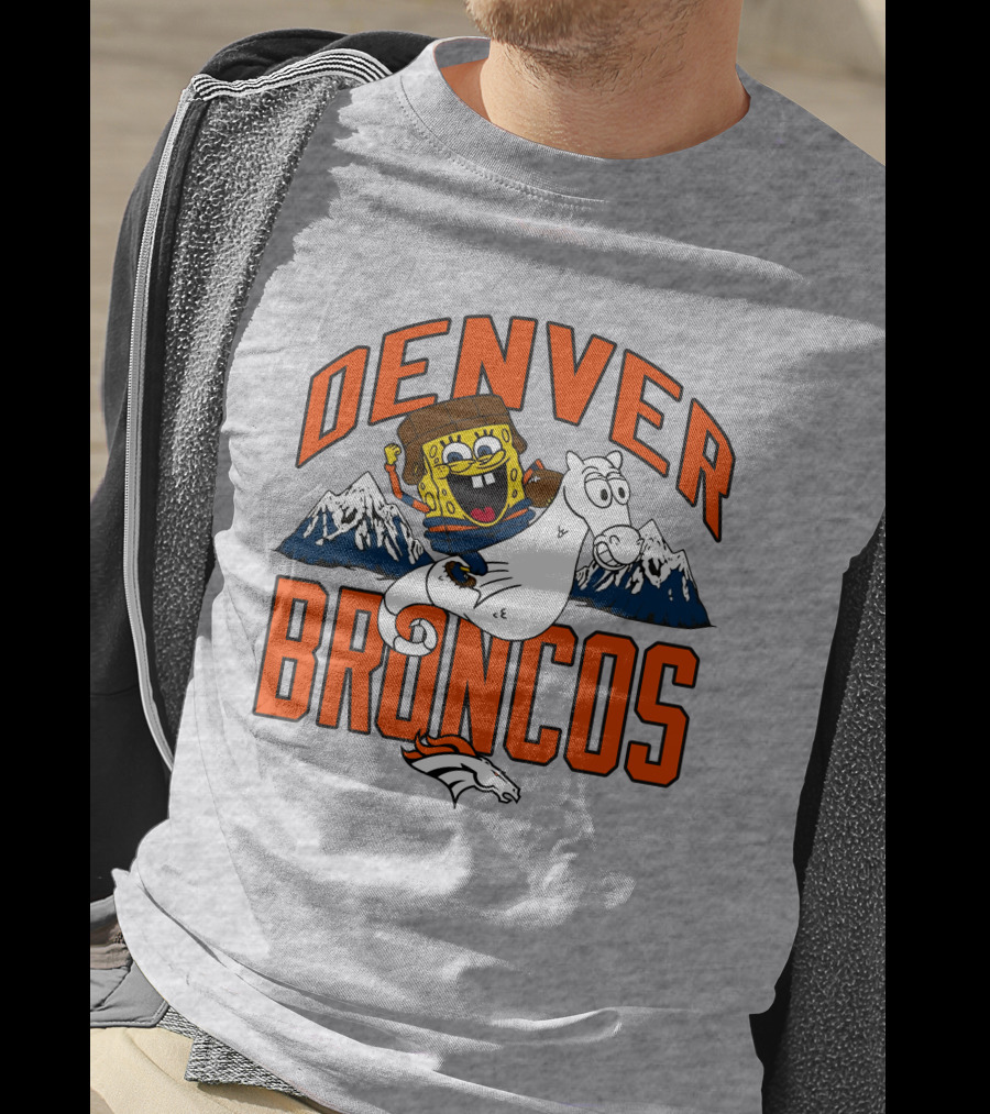 Denver Broncos Homage X Spongebob Men's Fanatics Gray Pro Shop T-Shirt